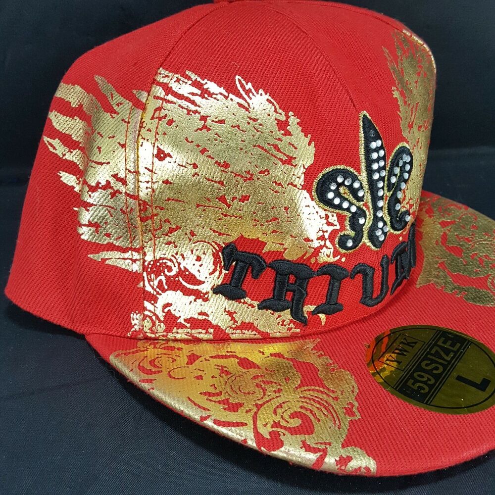 Triumph Motorcycles Red Gold Flames Golf Baseball Cap Hat New L Missing a jewel - Picture 2 of 8